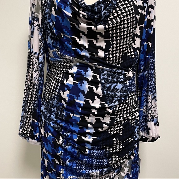 Muse Houndstooth Split Sleeve Jersey Stretch - Picture 4 of 9